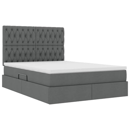 Letto con contenitore e materasso Grigio scuro 140 x 190 cm
