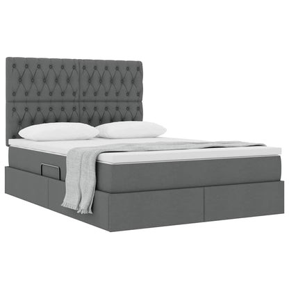 Letto con contenitore e materasso Grigio scuro 140 x 190 cm