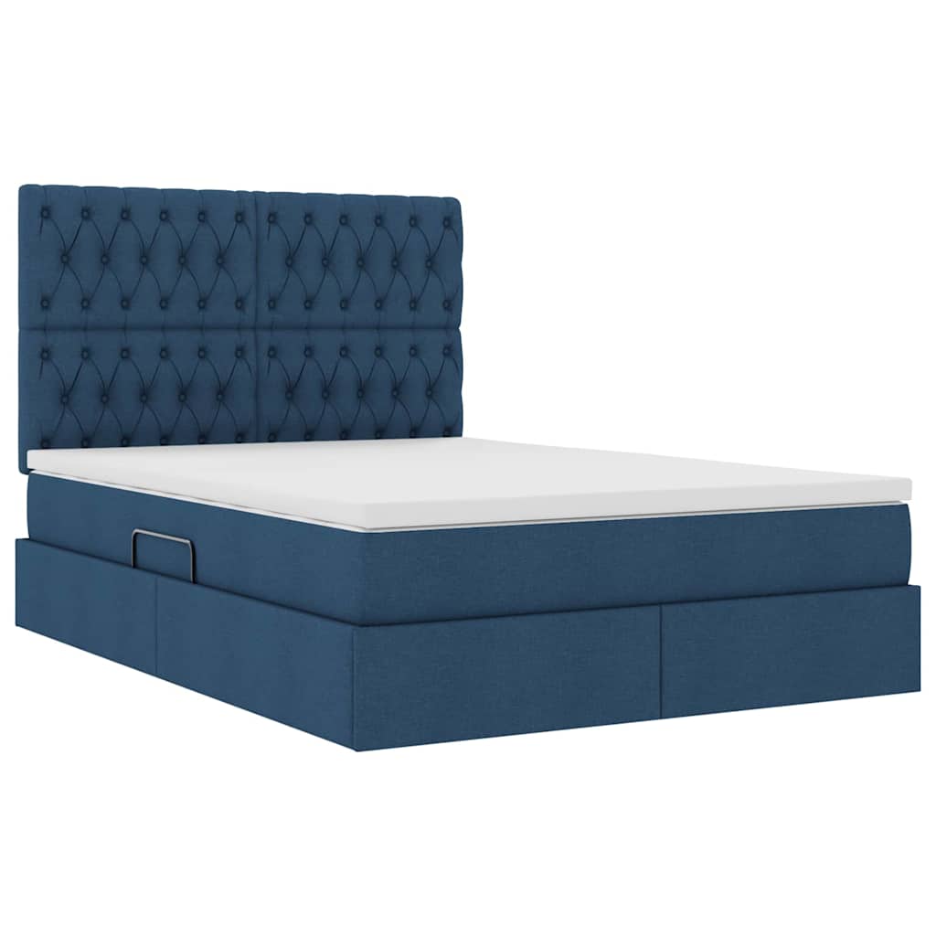 Letto con contenitore e materasso Blu 140 x 190 cm Poliestere