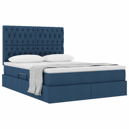 Letto con contenitore e materasso Blu 140 x 190 cm Poliestere