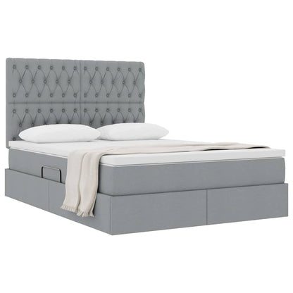 Letto con contenitore e materasso Grigio chiaro 140 x 200 cm