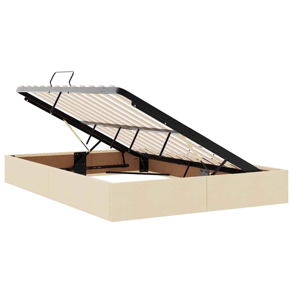 Letto con contenitore e materasso Crema 140 x 200 cm Poliestere