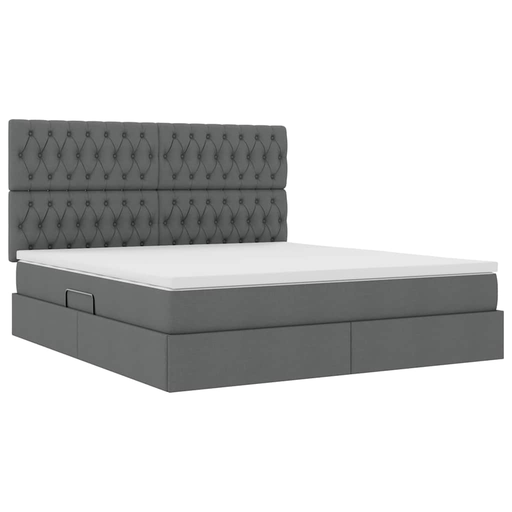 Letto con contenitore e materasso Grigio scuro 160 x 200 cm