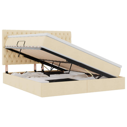 Letto con contenitore e materasso Crema 160 x 200 cm Poliestere
