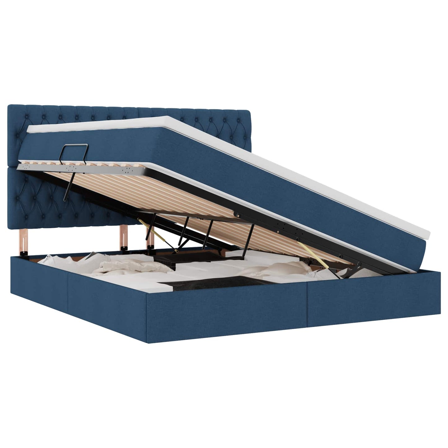 Letto con contenitore e materasso Blu 160 x 200 cm Poliestere