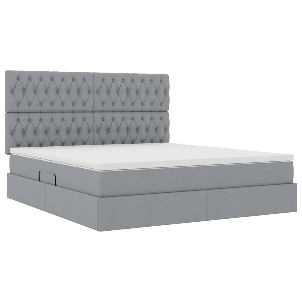 Letto con contenitore e materasso Grigio chiaro 180 x 200 cm