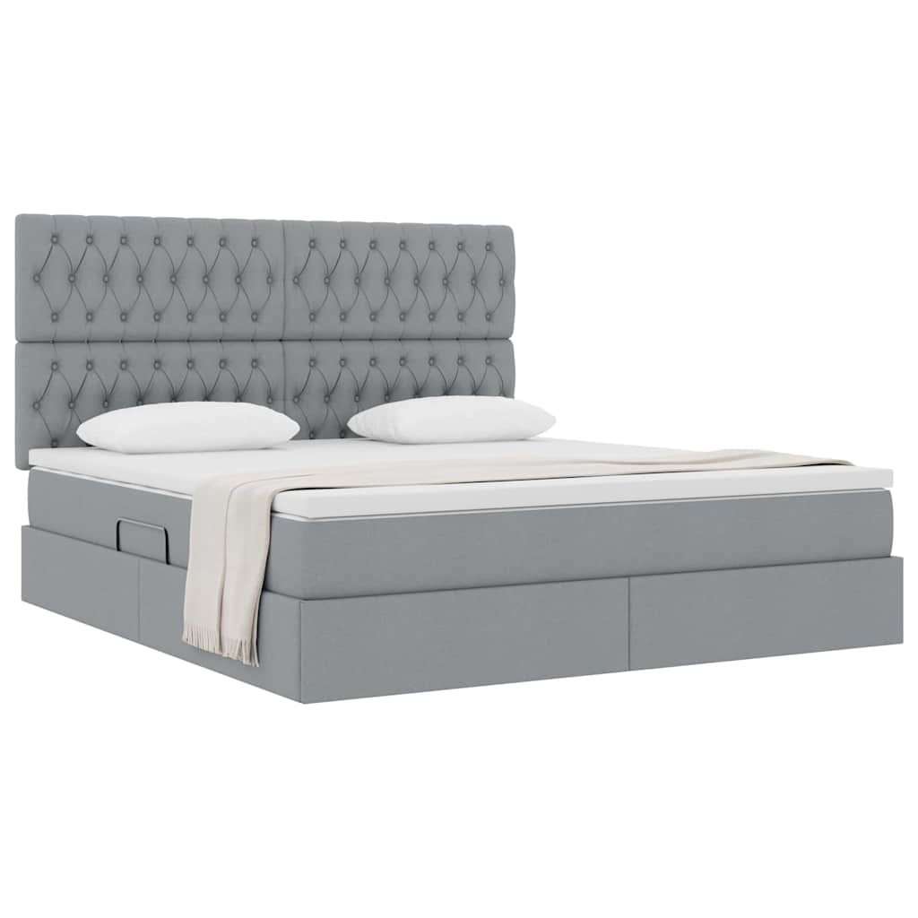 Letto con contenitore e materasso Grigio chiaro 180 x 200 cm