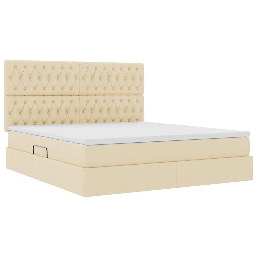 Letto con contenitore e materasso Crema 180 x 200 cm Poliestere
