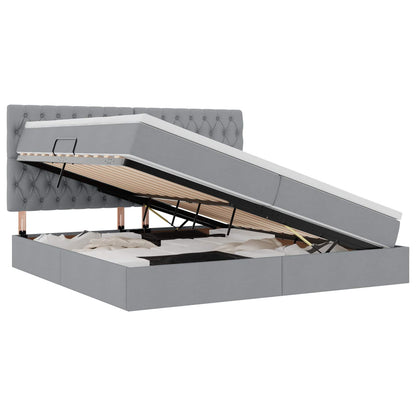 Letto con contenitore e materasso Grigio chiaro 200 x 200 cm