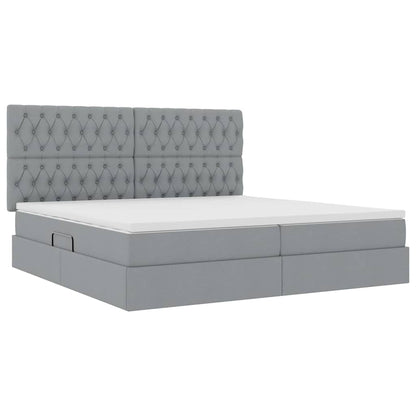 Letto con contenitore e materasso Grigio chiaro 200 x 200 cm