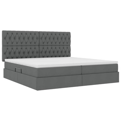 Letto con contenitore e materasso Grigio scuro 200 x 200 cm