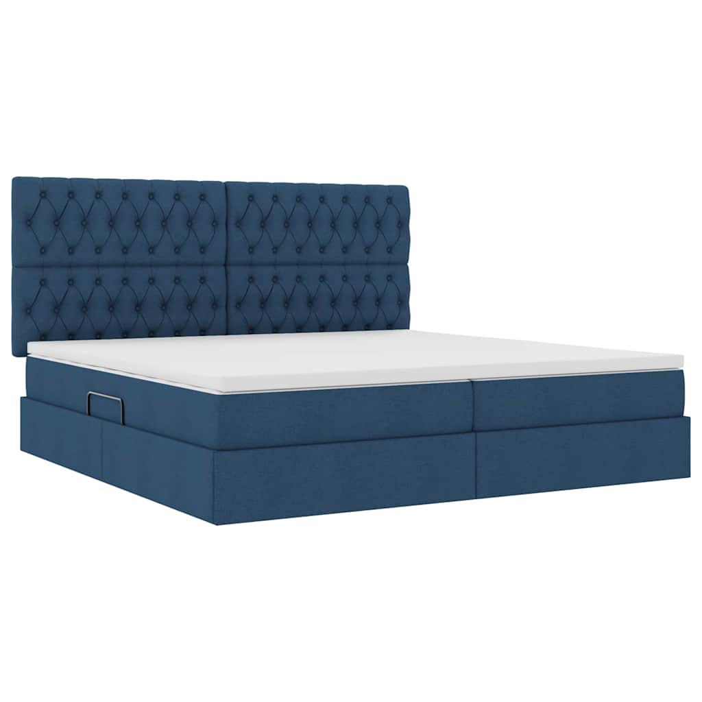 Letto con contenitore e materasso Blu 200 x 200 cm Poliestere