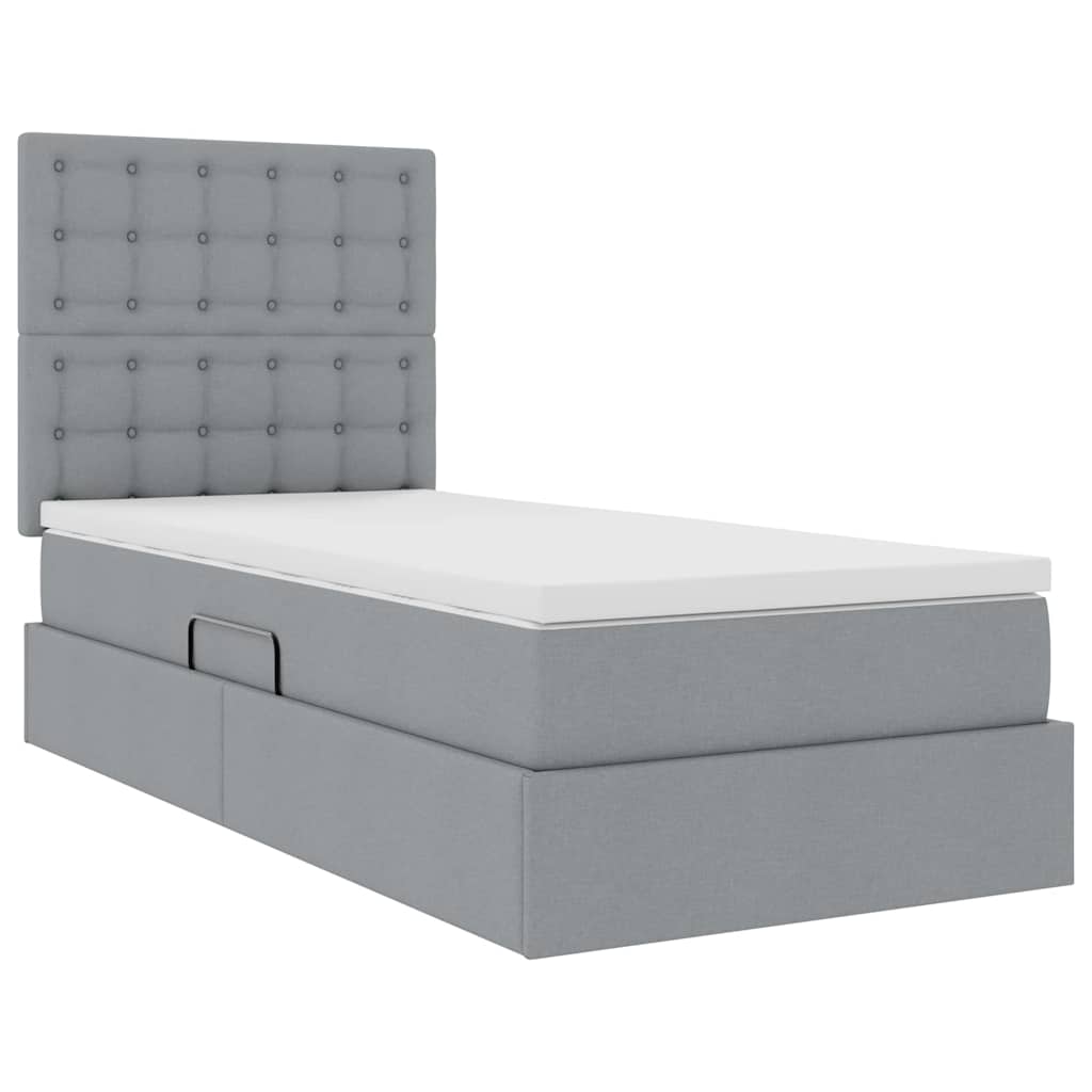 Letto con contenitore e materasso Grigio chiaro 90 x 190 cm