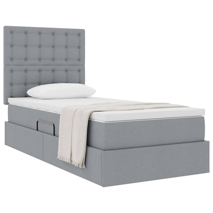 Letto con contenitore e materasso Grigio chiaro 90 x 190 cm
