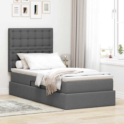 Letto con contenitore e materasso Grigio scuro 90 x 190 cm