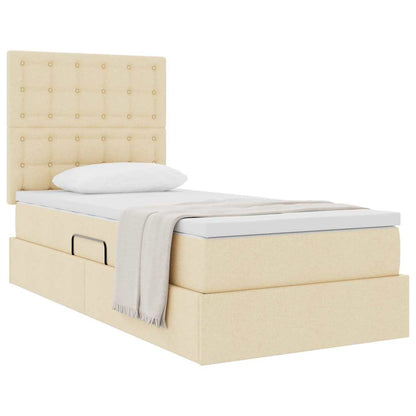 Letto con contenitore e materasso Crema 90 x 190 cm Poliestere
