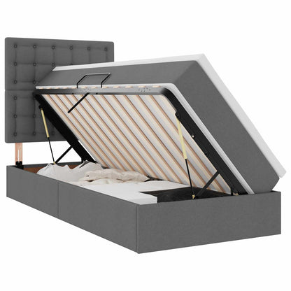 Letto con contenitore e materasso Grigio scuro 90 x 200 cm