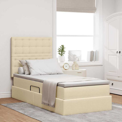 Letto con contenitore e materasso Crema 90 x 200 cm Poliestere
