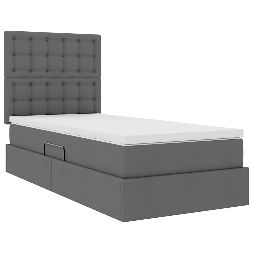 Letto con contenitore e materasso Grigio scuro 100 x 200 cm