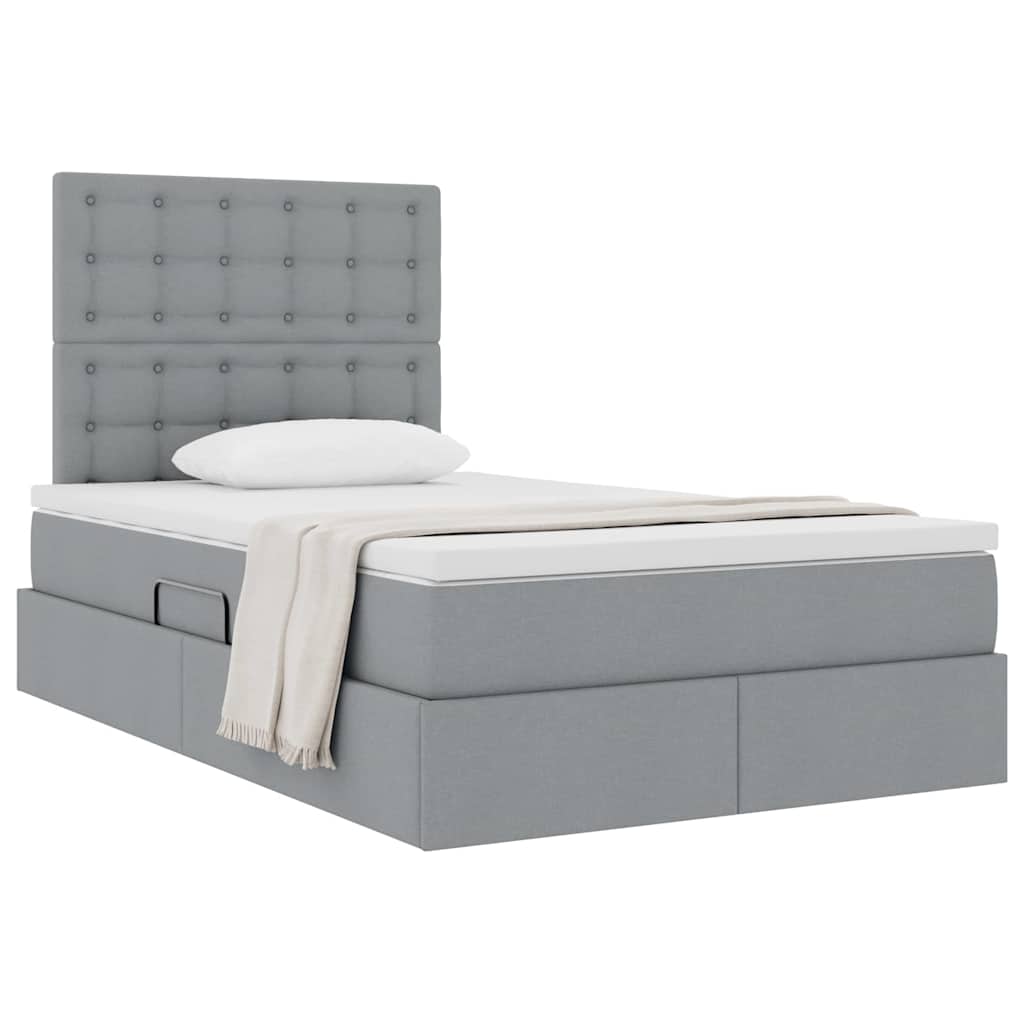 Letto con contenitore e materasso Grigio chiaro 120 x 190 cm