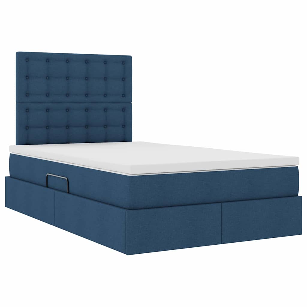 Letto con contenitore e materasso Blu 120 x 190 cm Tessuto
