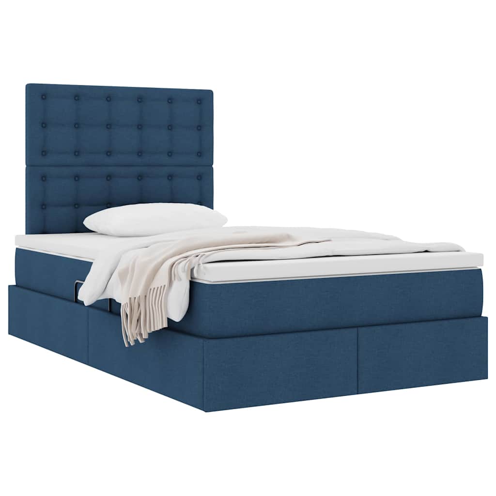 Letto con contenitore e materasso Blu 120 x 190 cm Tessuto