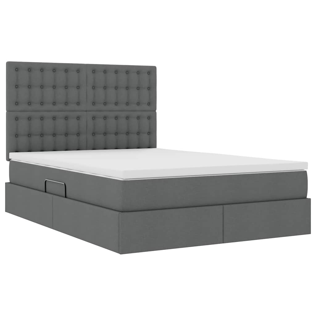 Letto con contenitore e materasso Grigio scuro 140 x 190 cm