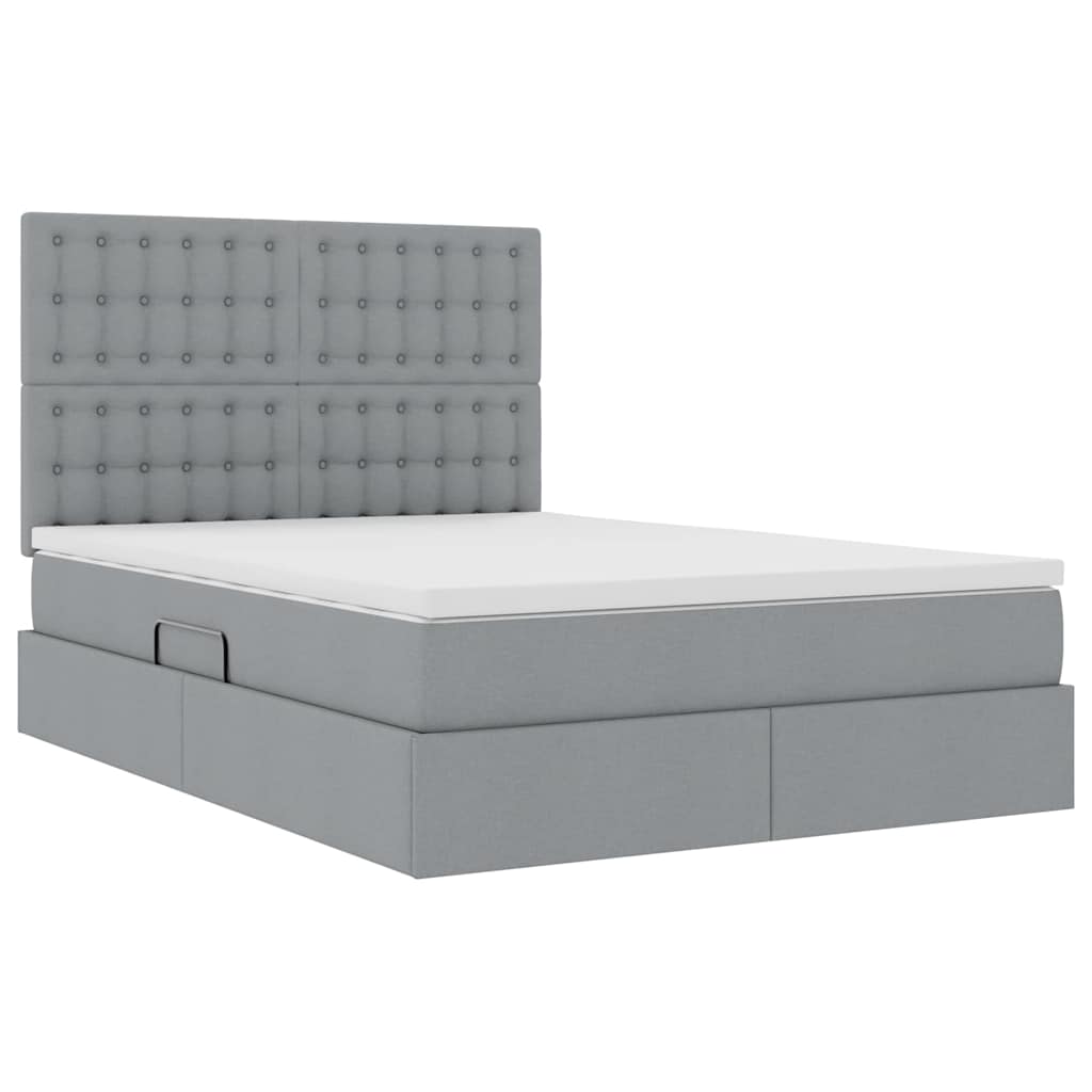 Letto con contenitore e materasso Grigio chiaro 140 x 200 cm