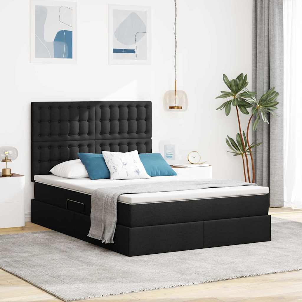 Letto con contenitore e materasso Nero 140 x 200 cm Poliestere