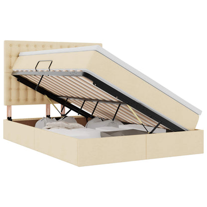 Letto con contenitore e materasso Crema 140 x 200 cm Poliestere