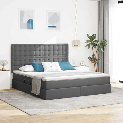 Letto con contenitore e materasso Grigio scuro 160 x 200 cm