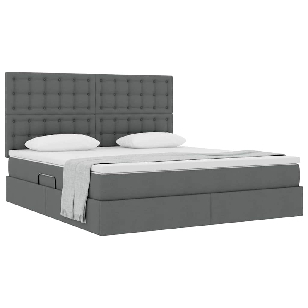 Letto con contenitore e materasso Grigio scuro 160 x 200 cm