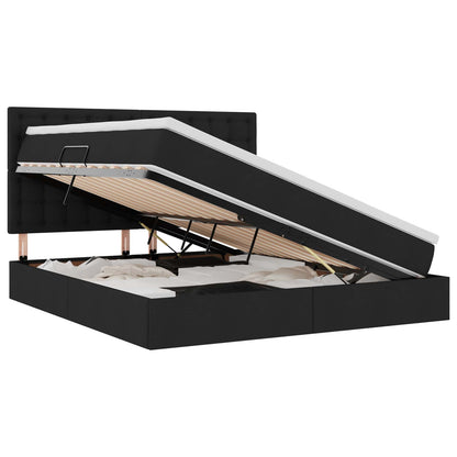 Letto con contenitore e materasso Nero 160 x 200 cm Poliestere