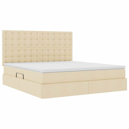 Letto con contenitore e materasso Crema 160 x 200 cm Poliestere