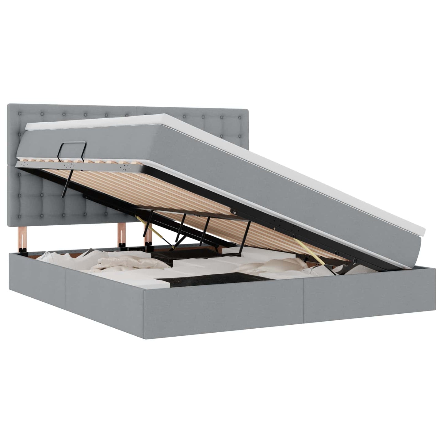 Letto con contenitore e materasso Grigio chiaro 180 x 200 cm