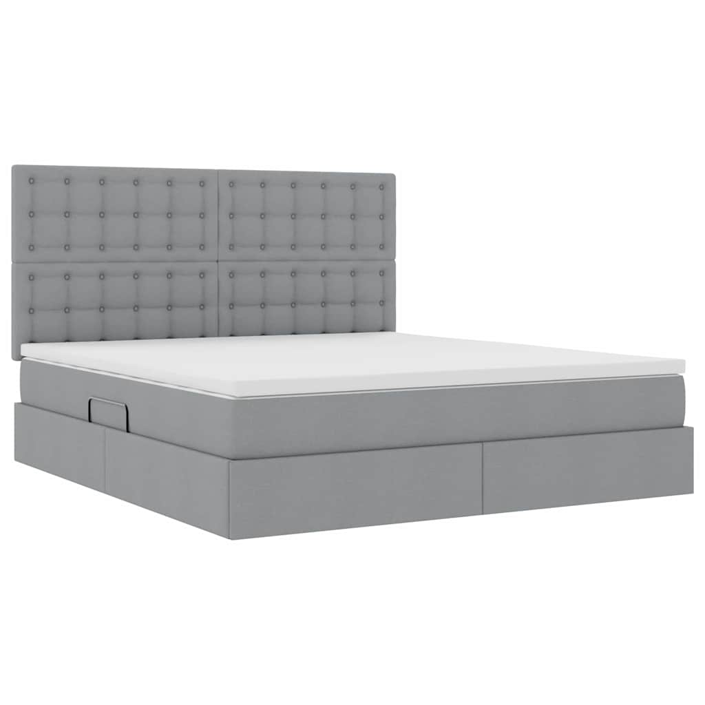 Letto con contenitore e materasso Grigio chiaro 180 x 200 cm