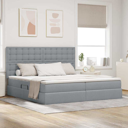 Letto con contenitore e materasso Grigio chiaro 200 x 200 cm