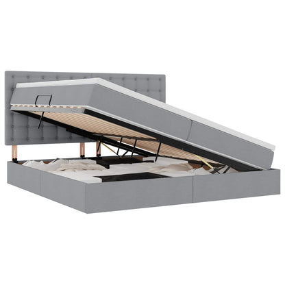 Letto con contenitore e materasso Grigio chiaro 200 x 200 cm
