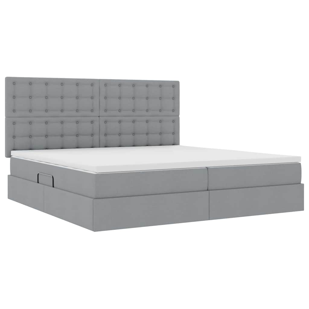 Letto con contenitore e materasso Grigio chiaro 200 x 200 cm