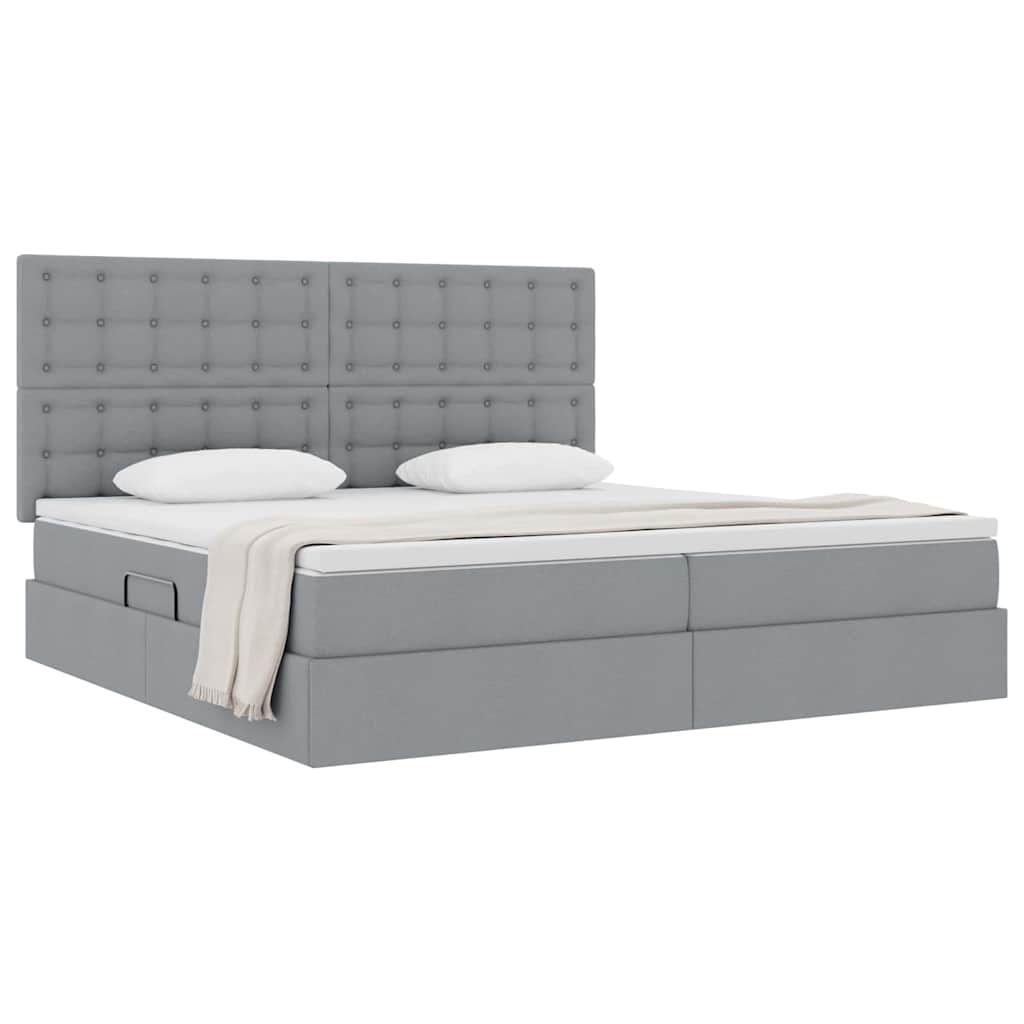 Letto con contenitore e materasso Grigio chiaro 200 x 200 cm