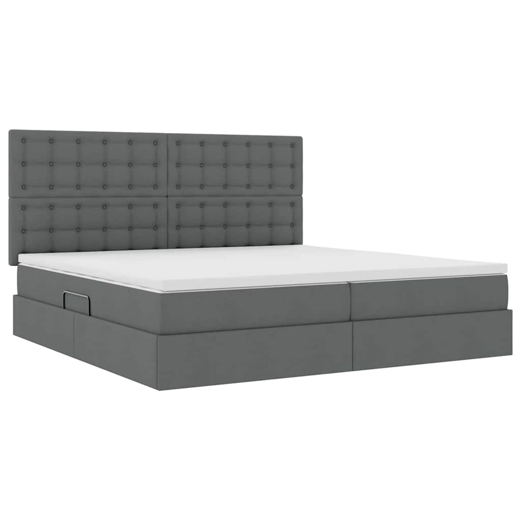 Letto con contenitore e materasso Grigio scuro 200 x 200 cm