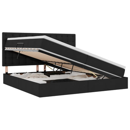 Letto con contenitore e materasso Nero 200 x 200 cm Poliestere