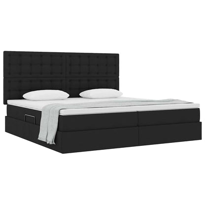 Letto con contenitore e materasso Nero 200 x 200 cm Poliestere