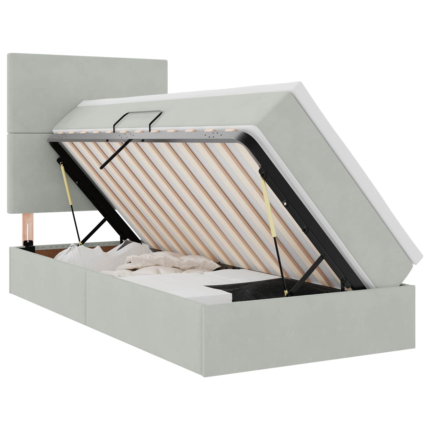 Letto con contenitore e materasso Grigio chiaro 90 x 190 cm