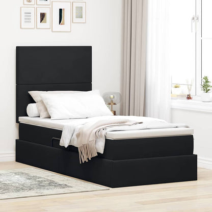 Letto con contenitore e materasso Nero 90 x 190 cm Velluto