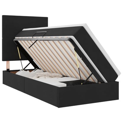 Letto con contenitore e materasso Nero 90 x 190 cm Velluto