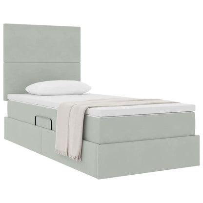 Letto con contenitore e materasso Grigio chiaro 90 x 200 cm