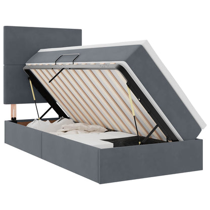 Letto con contenitore e materasso Grigio scuro 90 x 200 cm