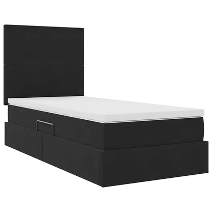 Letto con contenitore e materasso Nero 90 x 200 cm Velluto
