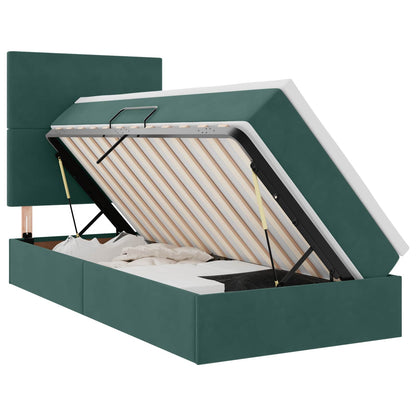 Letto con contenitore e materasso Verde Scuro 90 x 200 cm